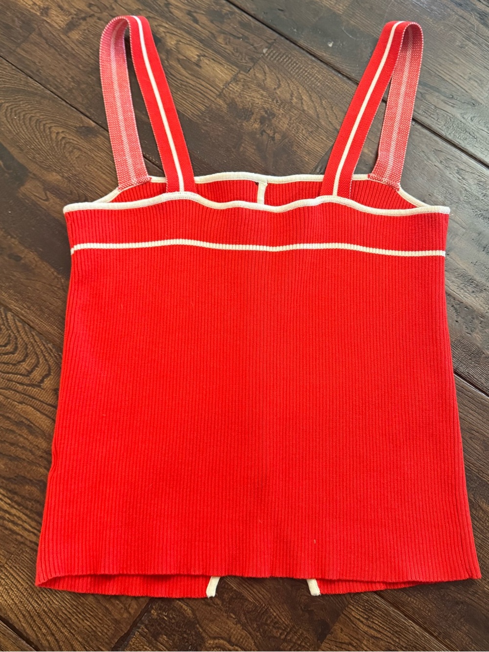C'ISA Red Ribbed Tank Top with White Trim Size L - Picture 11 of 15